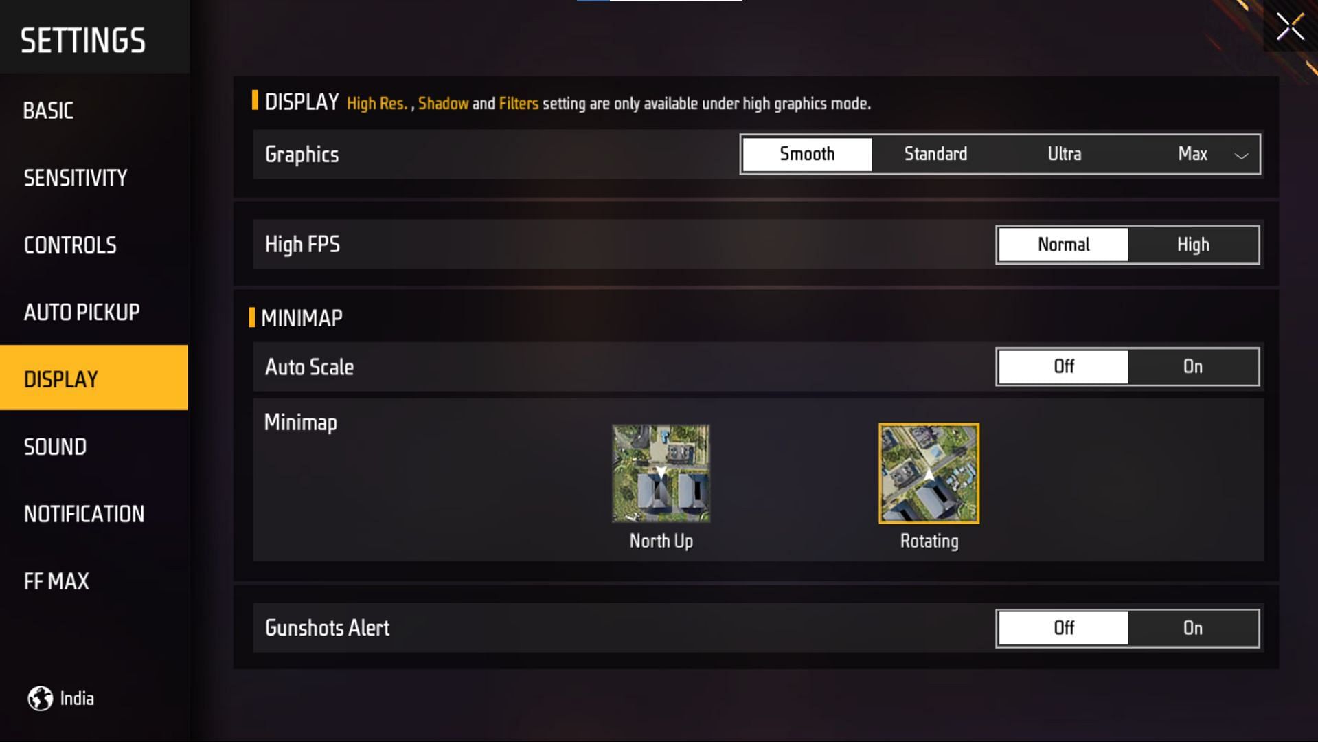 Settings that players can apply (Image via Garena)