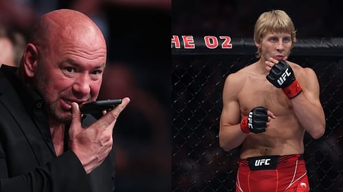 Dana White (left) reveals future plans for Paddy Pimblett (right)