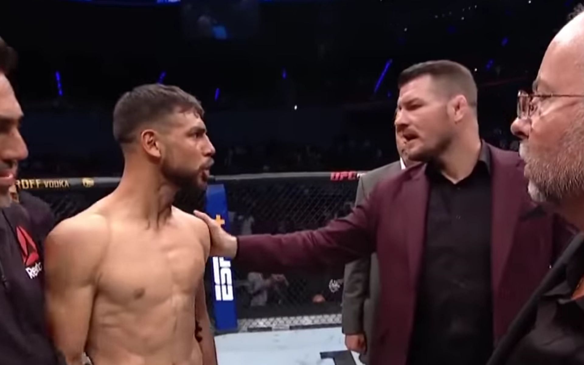 Yair Rodriguez (left), Michael Bisping (right) [Image courtesy of UFC&#039;s official YouTube channel]