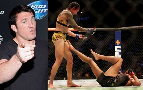 Chael Sonnen (left); Amanda Nunes and Julianna Pena (right)