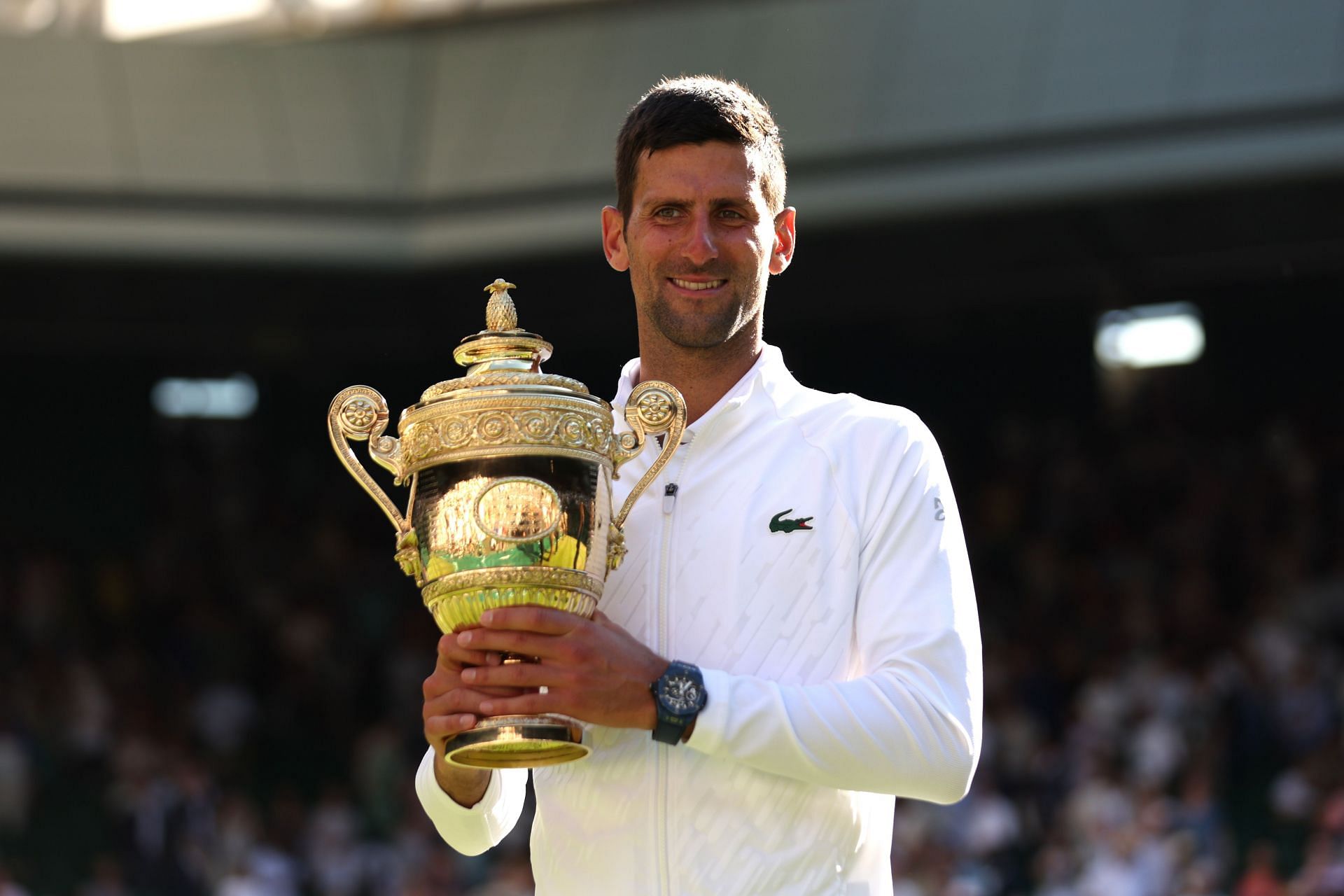 Novak Djokovic after winning his seventh Wimbledon crown