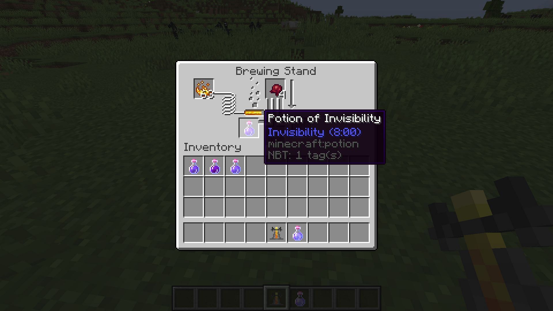 The only positive potion brewed from this item is potion of invisibility (Image via Minecraft 1.19)