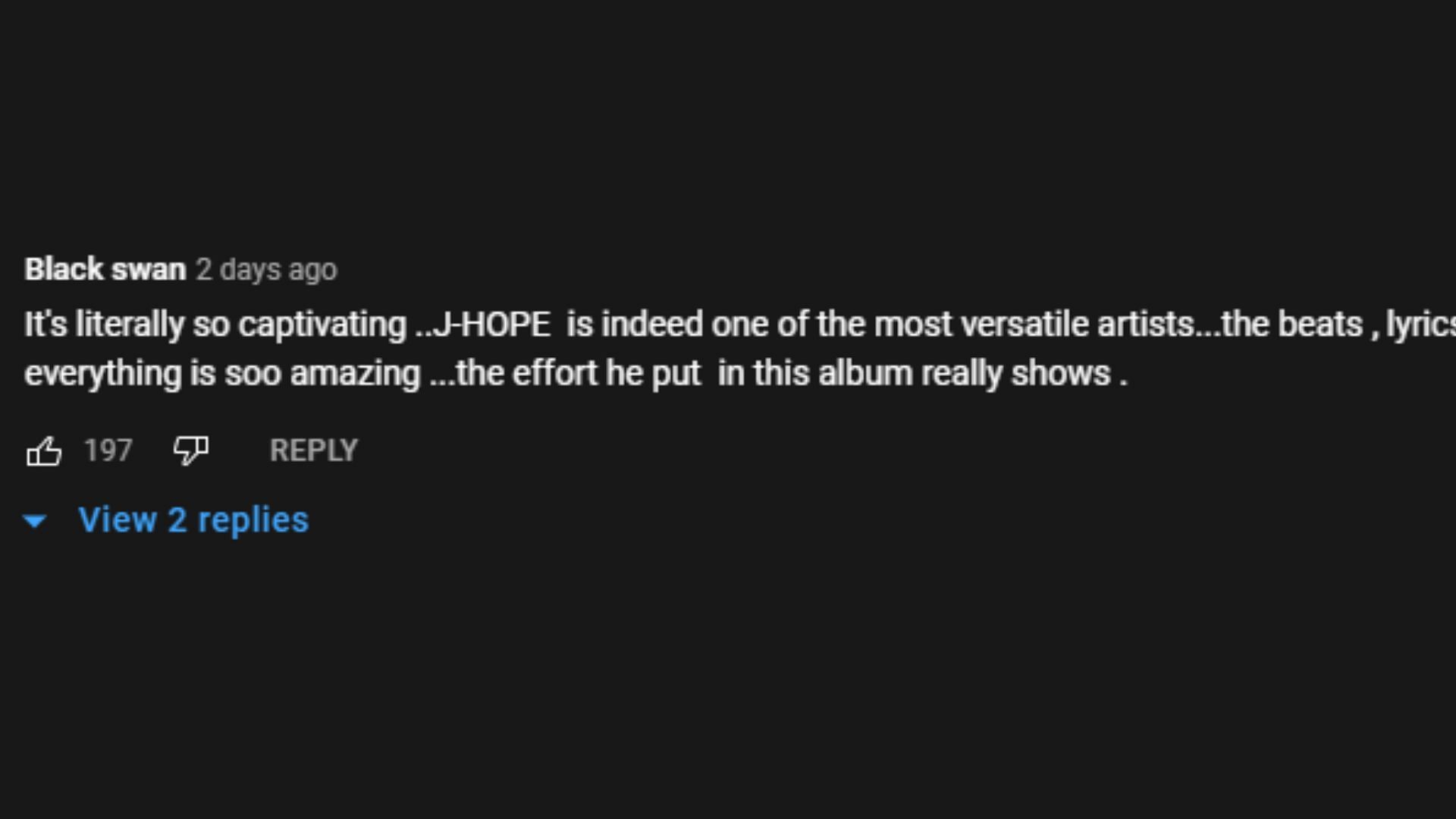 A fan comment on YouTube (Image via YouTube)