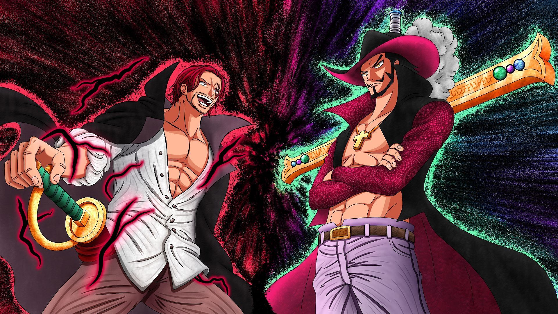 Red Hair Shanks and Hawk Eyes Mihawk, two of the most awaited characters of the series (Image via Eiichiro Oda/Shueisha/Toei Animation, One Piece)