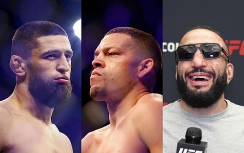 Khamzat Chimaev (left), Nate Diaz (center), Belal Muhammad (right. Image credit: UFC.com)