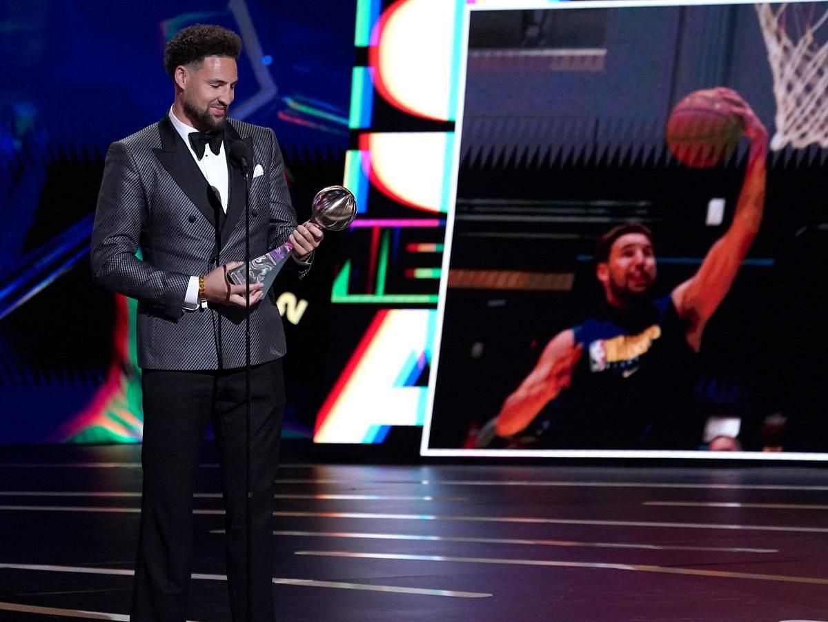 Klay Thompson thanks Warriors for giving him 5-year max after he tore his ACL in acceptance speech for Best Comeback Athlete of 2022