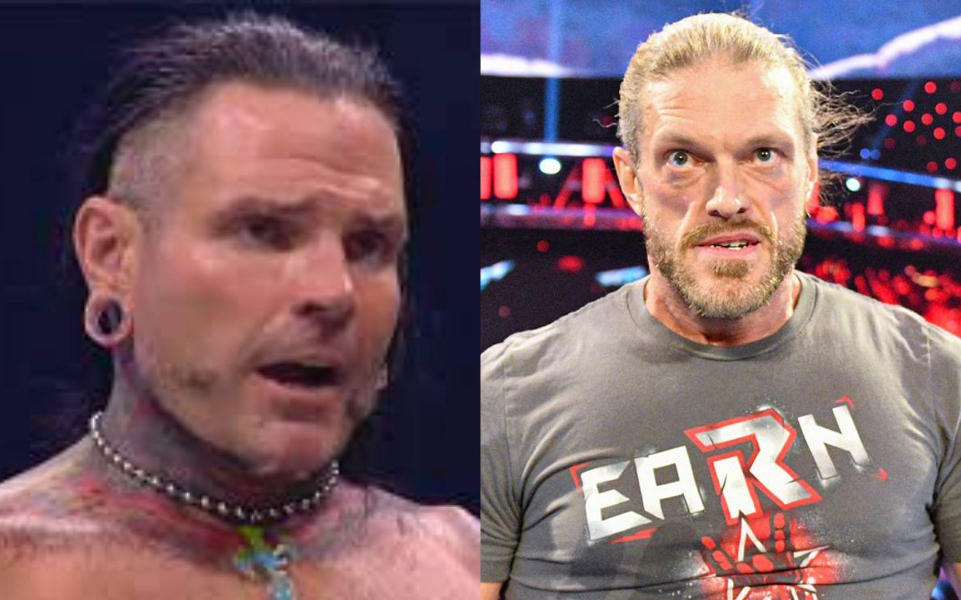 AEW star Jeff Hardy (left) and WWE star Edge (right)