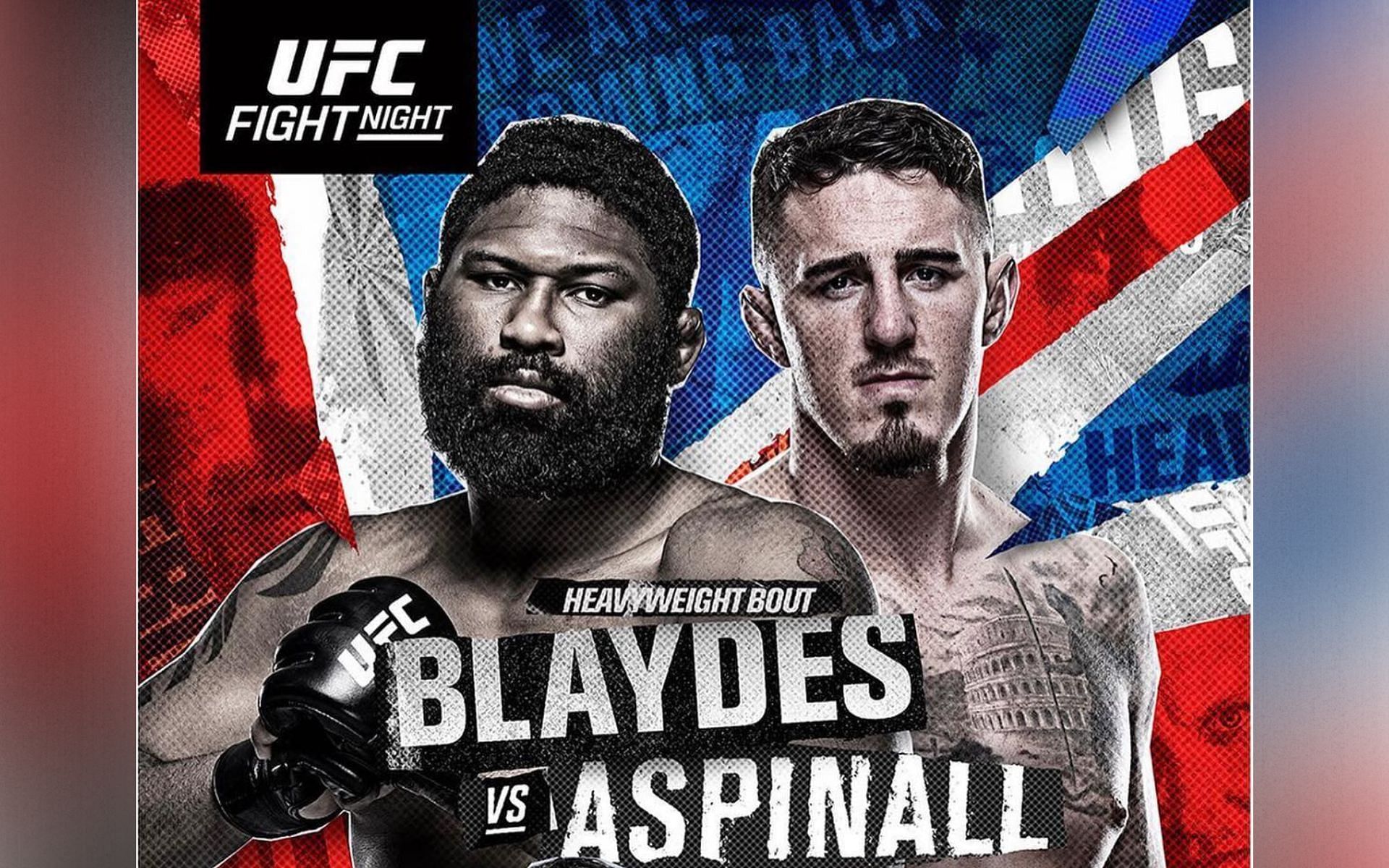 Curtis Blaydes and Tom Aspinall square off in London in this weekend&#039;s headline bout [Image via @tomaspinallofficial on Instagram]