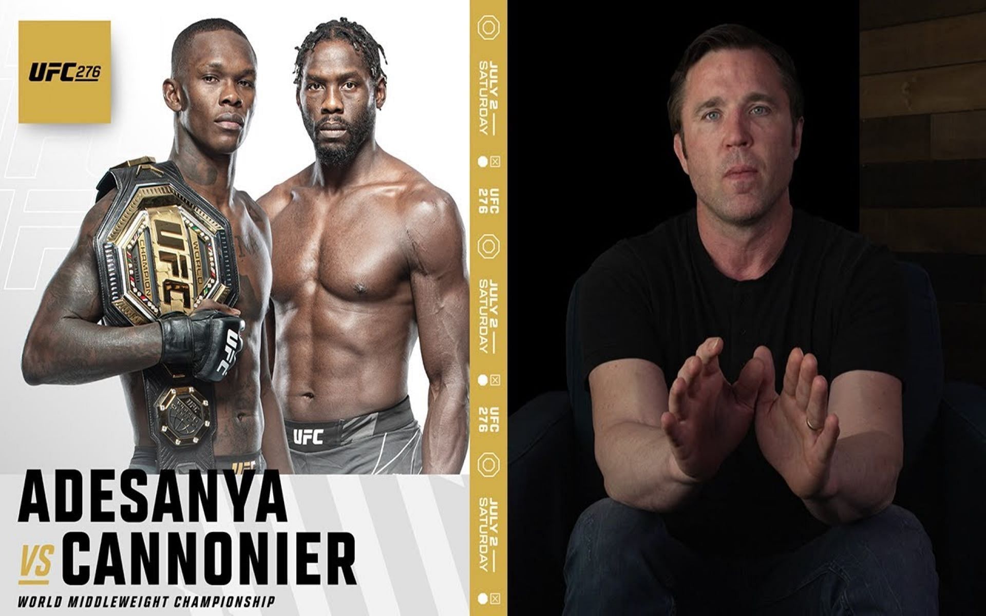 Israel Adesanya (L), Jared Cannonier (M), and Chael Sonnen (R) [Credits: Chael Sonnen Official YouTube]