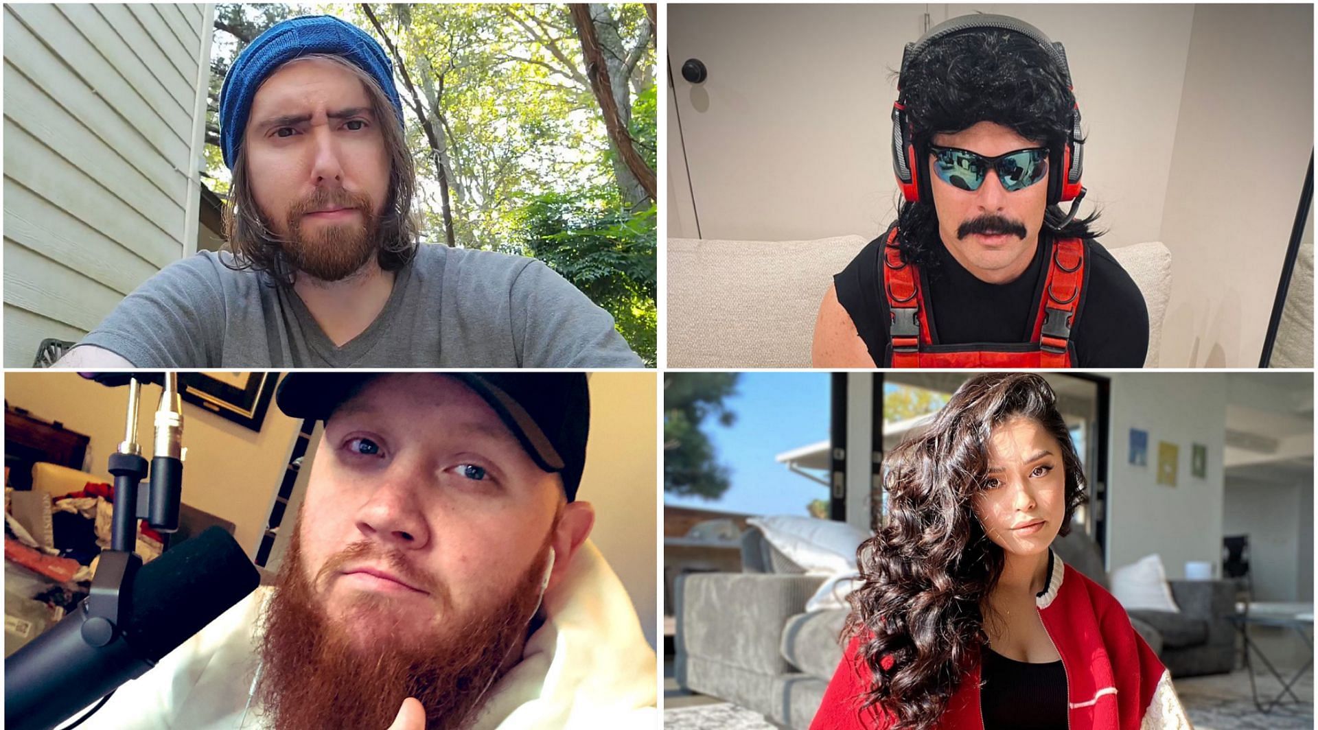 Asmongold, Dr Disrespect, TimTheTatman, and Valkyrae in position to win Streamer of the Year at The Esports Awards 2022 (Images via Twitter)