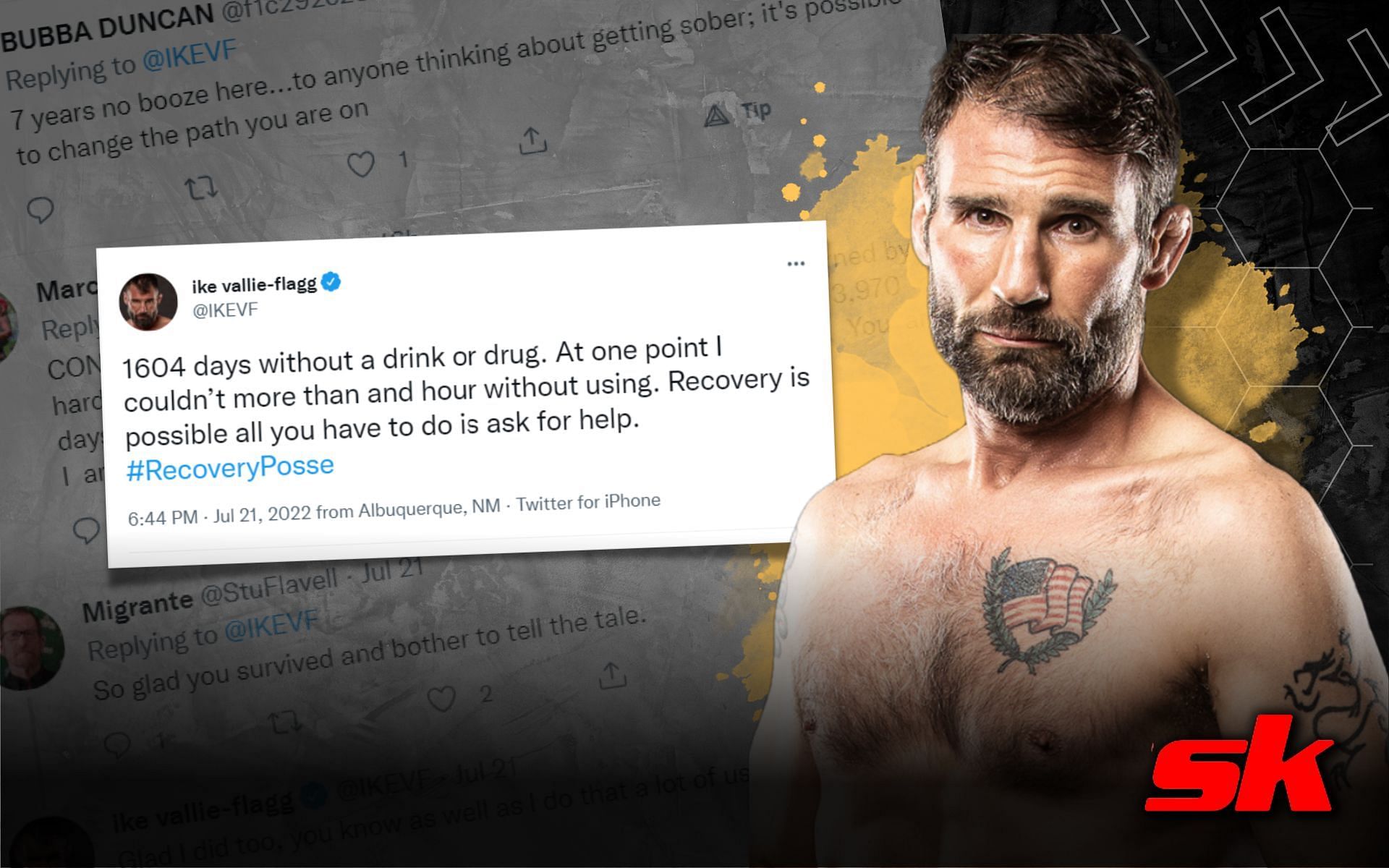 Isaac Vallie-Flagg shares inspiring addiction recovery update [Image credits: @IKEVF; bkfc.com]