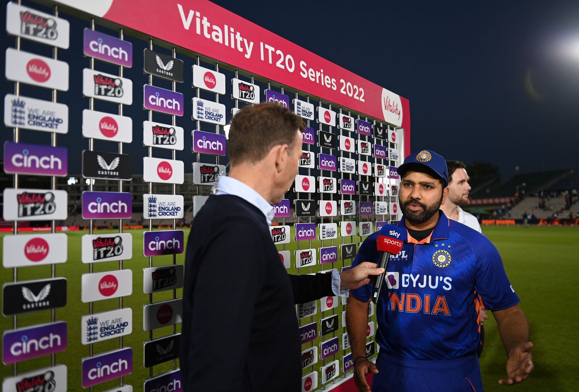 Rohit Sharma (R) is playing his 127th T20 international match in Birmingham on Saturday (Image Courtesy: Getty)