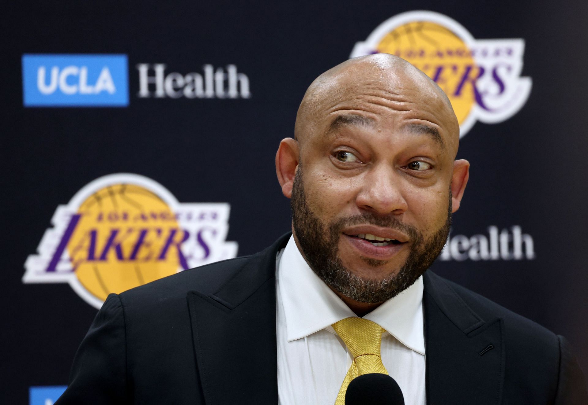 LA Lakers coach Darvin Ham expresses excitement to coach LeBron James.