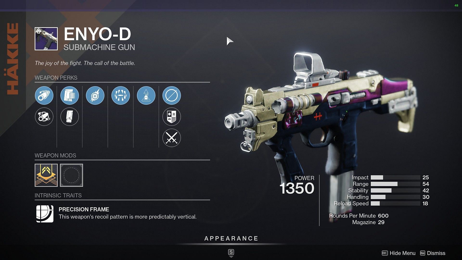 The Enyo-D SMG (Image via Bungie)