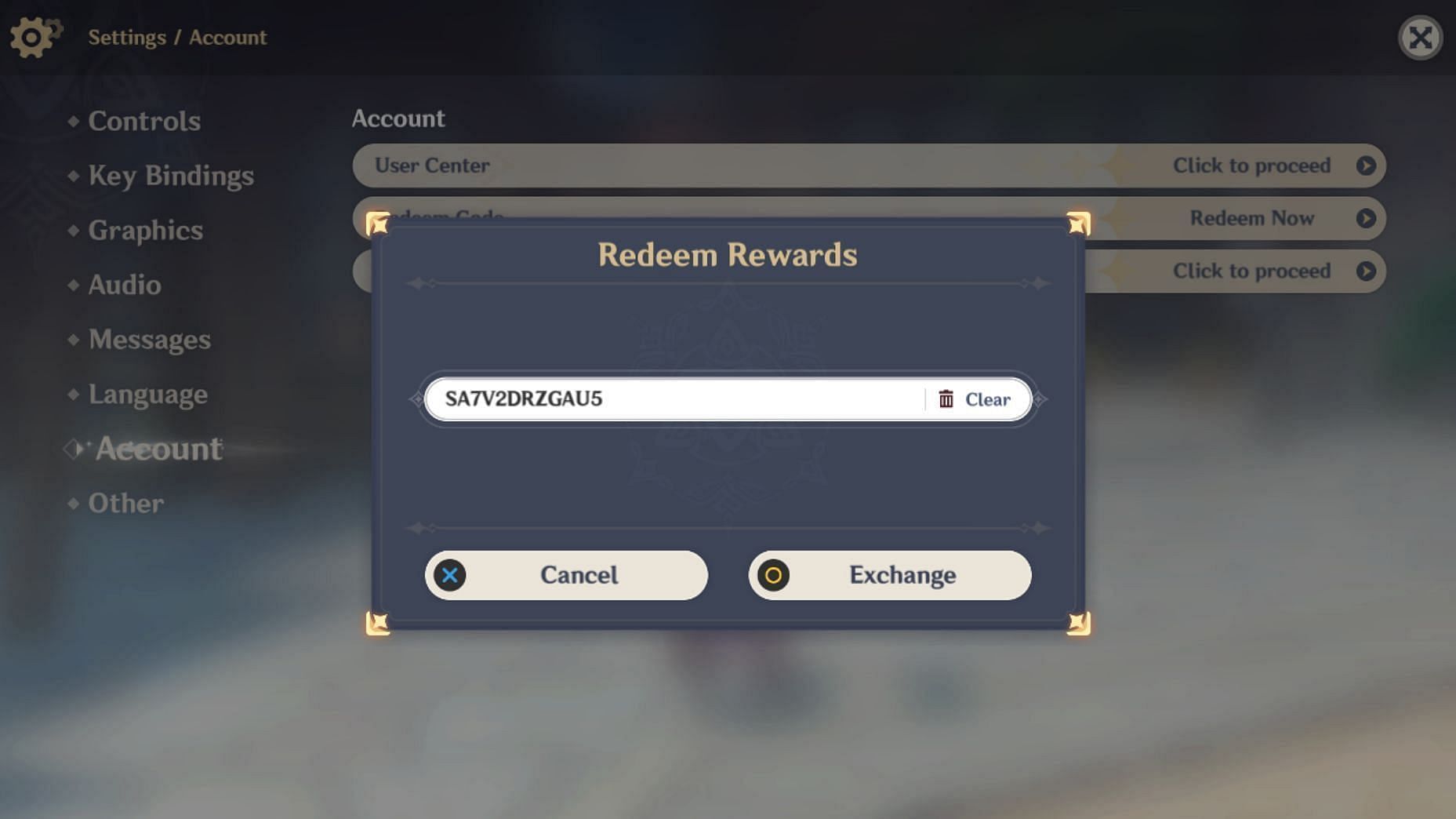 Claim the new redeem codes in the game (Image via HoYoverse)