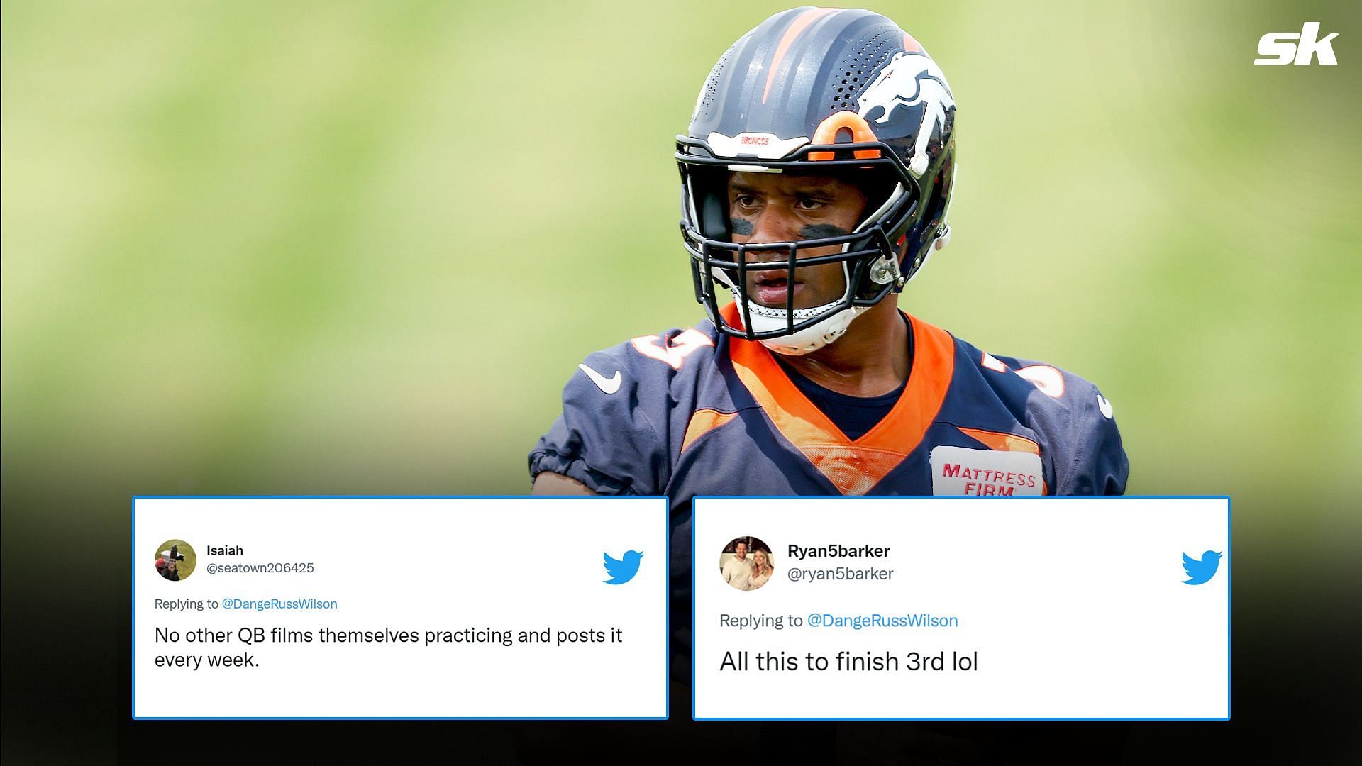 NFL fans are trolling Denver Broncos QB Russell Wilson for oversharing his workout videos