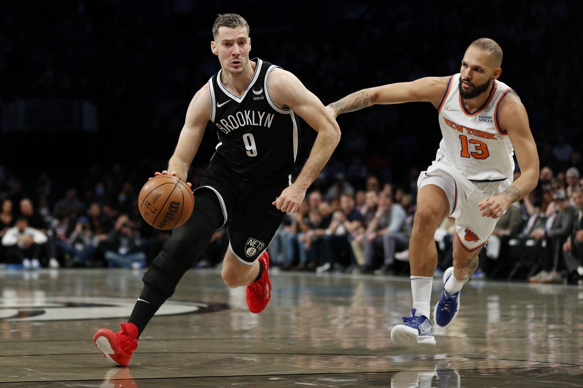 Goran Dragic of the Brooklyn Nets against the New York Knicks