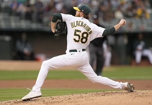 Paul Blackburn on the mound, Seattle Mariners v Oakland Athletics