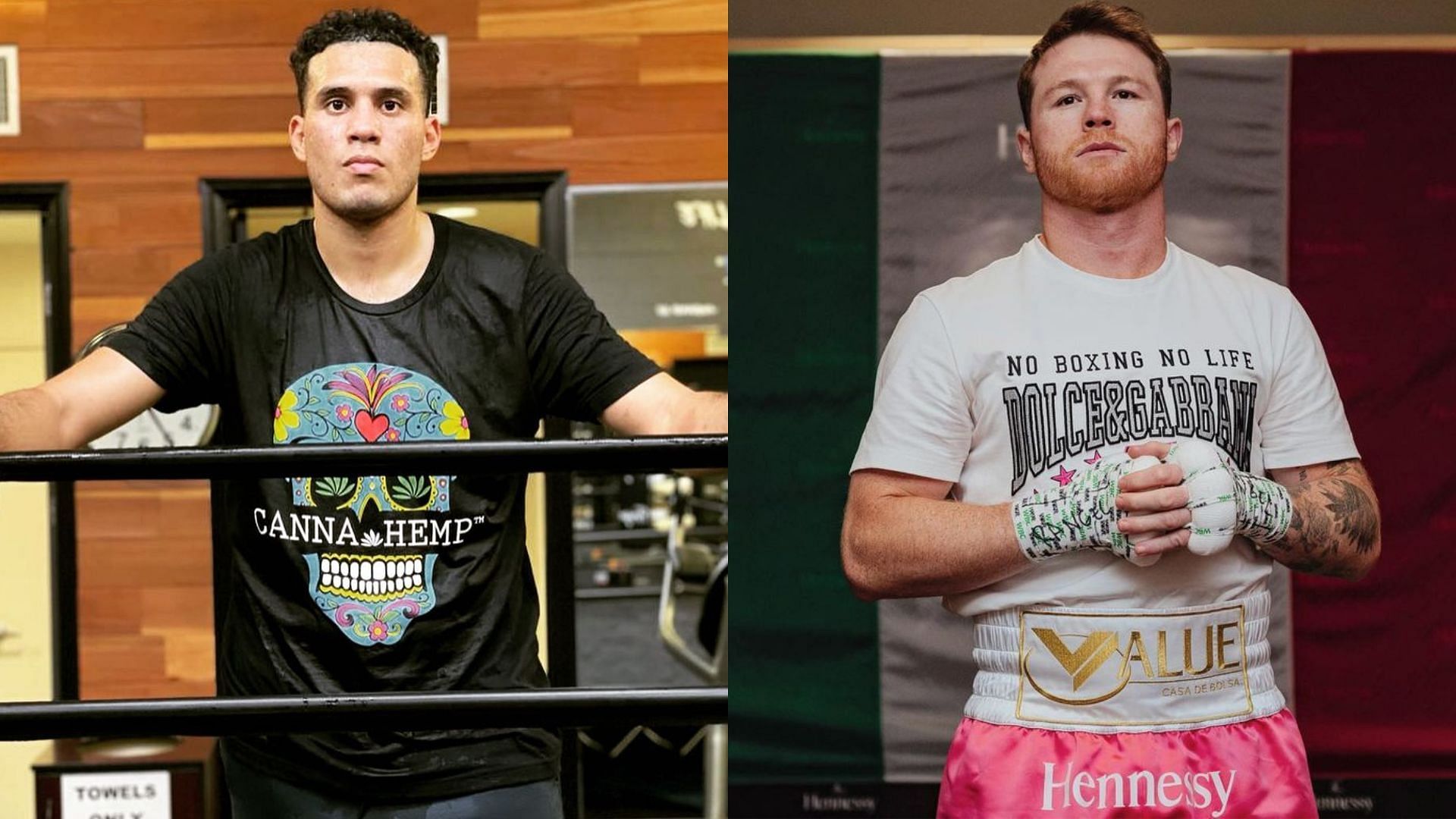 David Benavidez (L), Canelo Alvarez (R) [ Image credits: @benavidez300 @canelo /Instagram ]