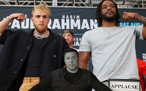 Jake Paul (left), Hasmin Rahman Jr. (right), and Chael Sonnen (front) (Images via Getty and YouTube/Chael Sonnen)