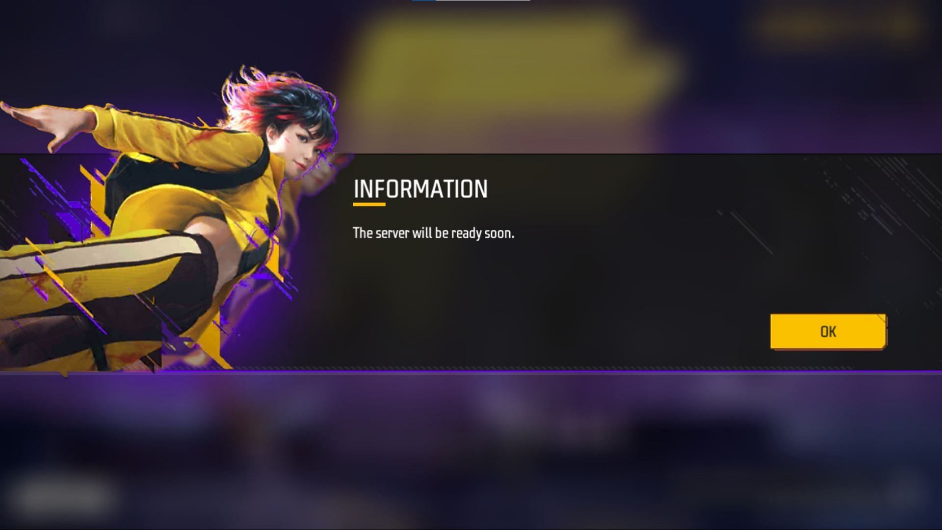 Users will face this error until the servers are online again (Image via Garena)