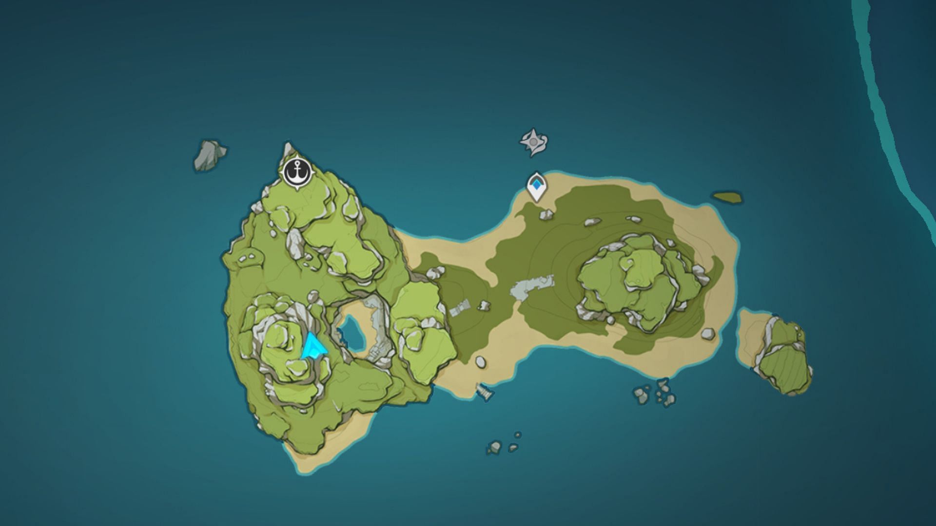Locations of Phantasmal Conches in Minacious Isle (Image via Genshin Impact)