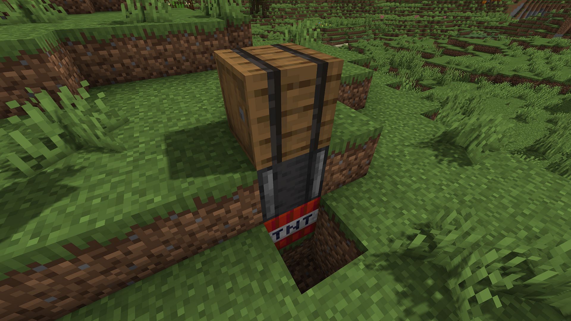 An example of a trapped barrel setup (Image via Minecraft)