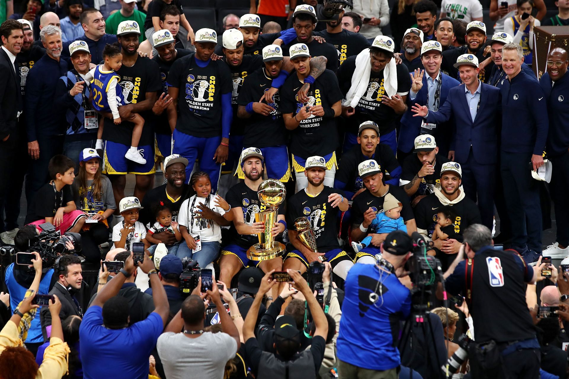 Golden State celebrates winning the 2022 NBA championship