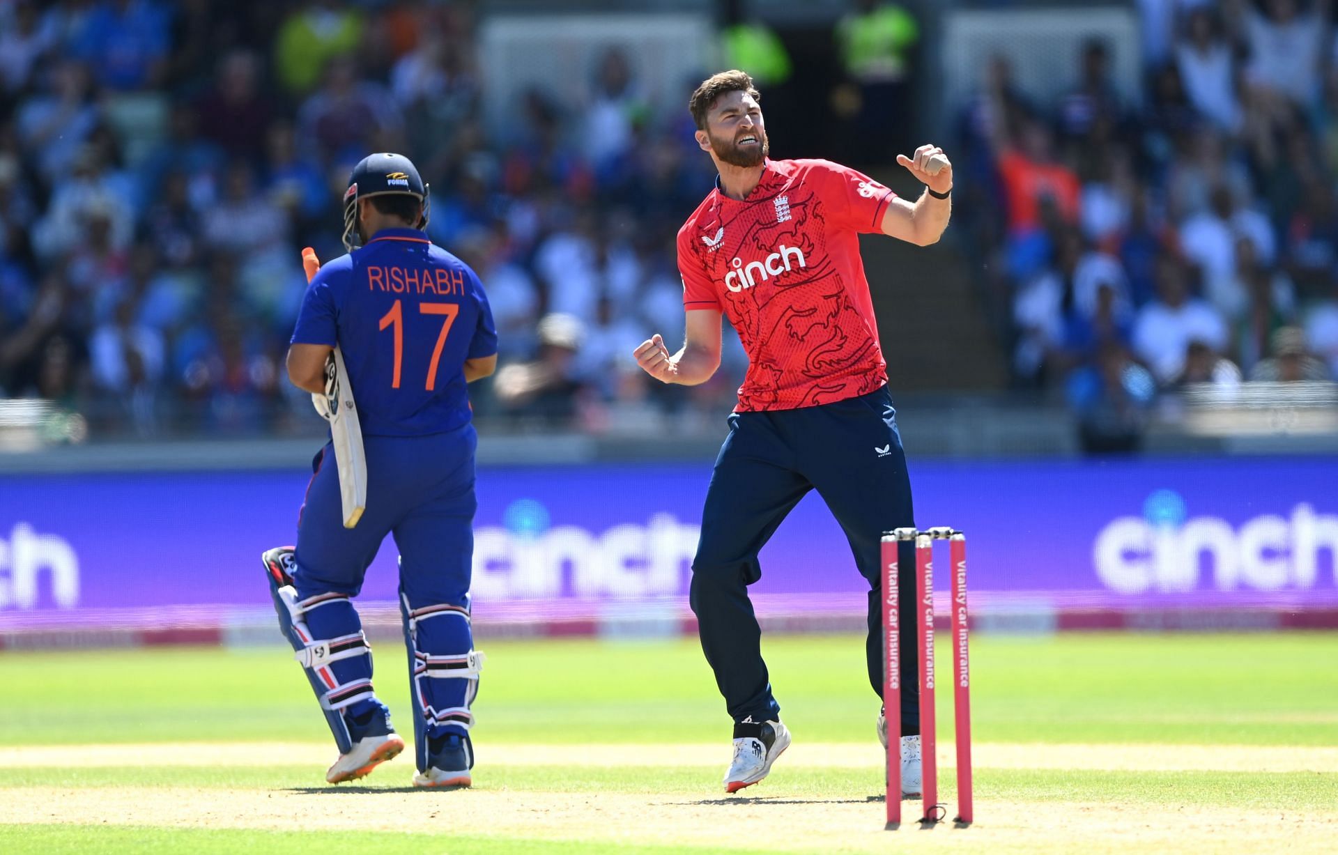 Richard Gleeson celebrates after taking the wicket of Rishabh Pant. Pic: Getty Images