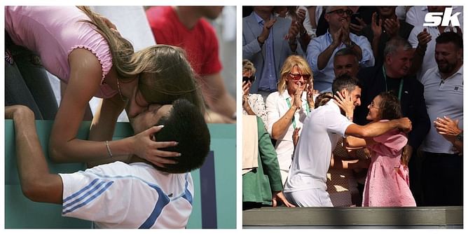 Novak Djokovic's wife Jelena reacts to photos of the pair embracing each other 16 years apart