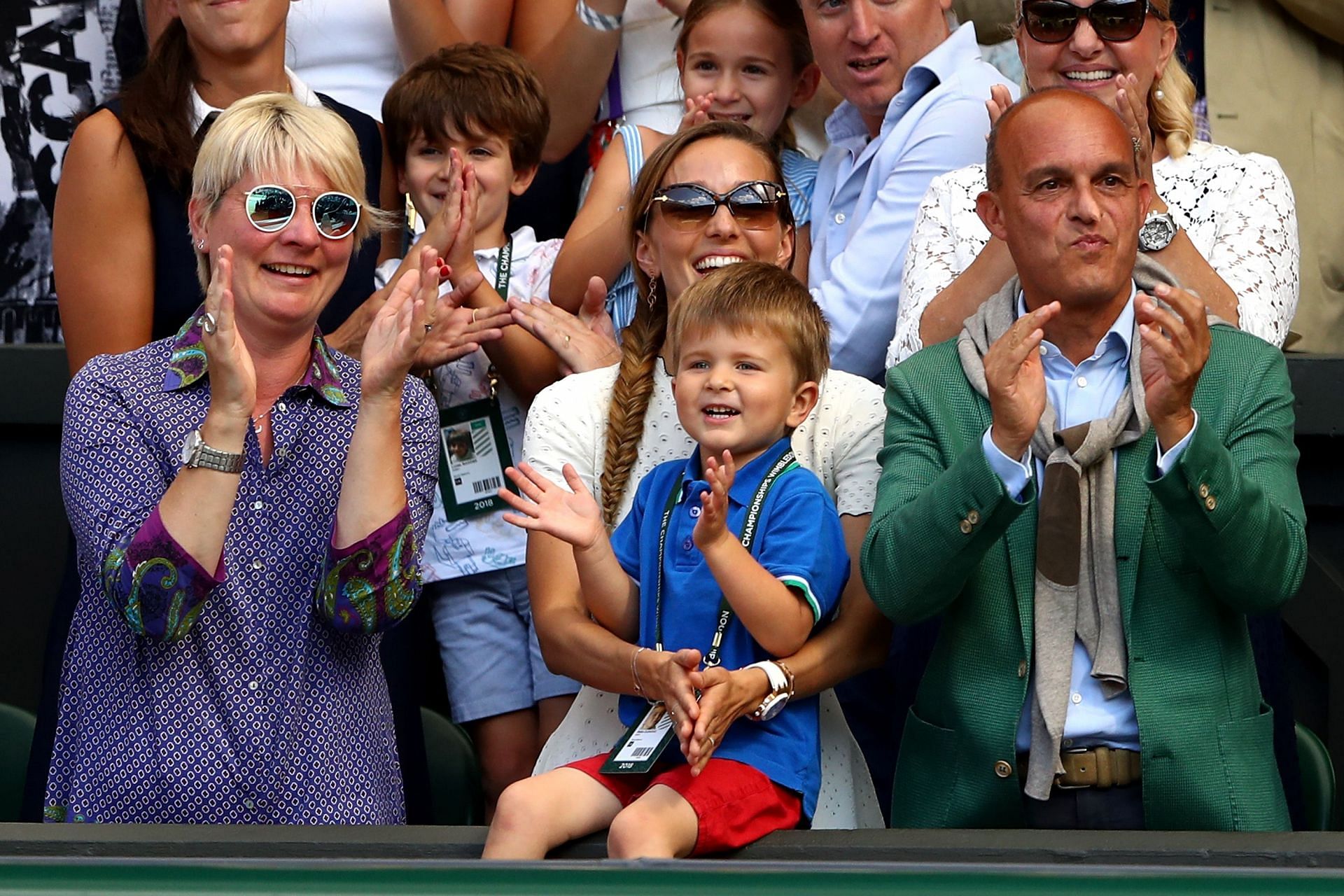 Stefan Djokovic applauding his father at the 2018 Wimbledon Championships