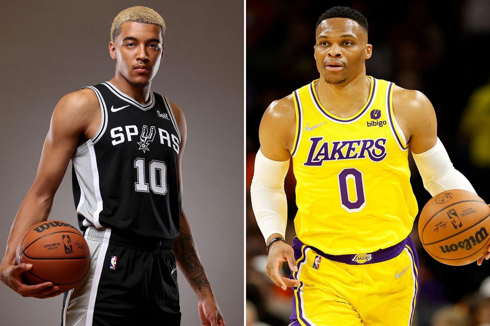Jeremy Sochan clarified his answer in a &quot;post-up&quot; game that he wasn&#039;t throwing shade at the LA Lakers&#039; Russell Westbrook. [Photo: New York Post]
