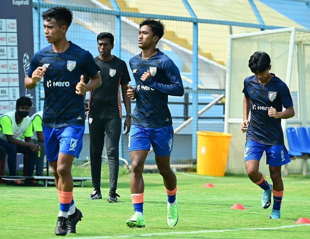 The U-20 national team during a training session. Image Courtesy: Indian Football on Instagram)