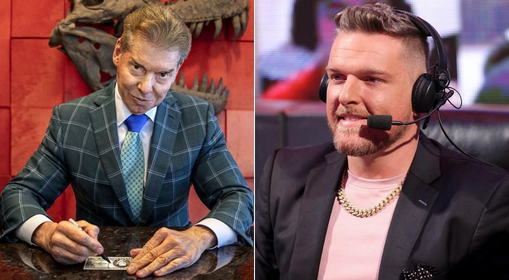 Vince McMahon and SmackDown commentator Pat McAfee