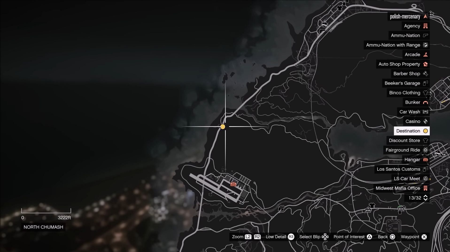 The first location is either near Los Santos or far away (Image via YouTube/TheProfessional)