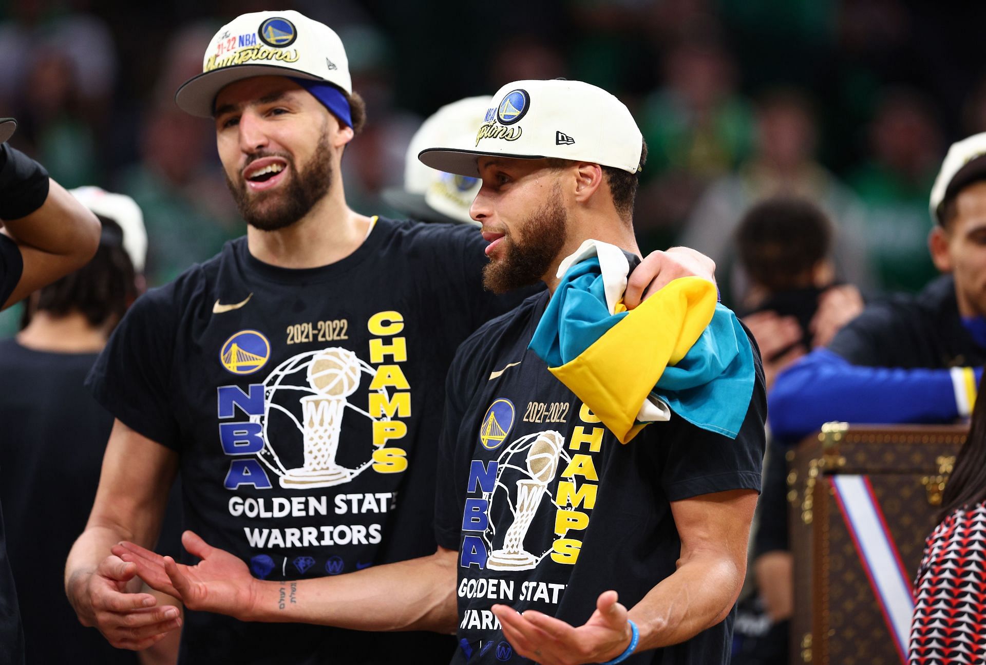 Golden State Warriors stars Steph Curry and Klay Thompson at 2022 NBA Finals