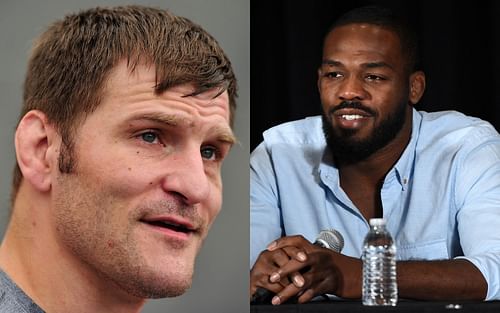 Stipe Miocic (L); Jon Jones (R)