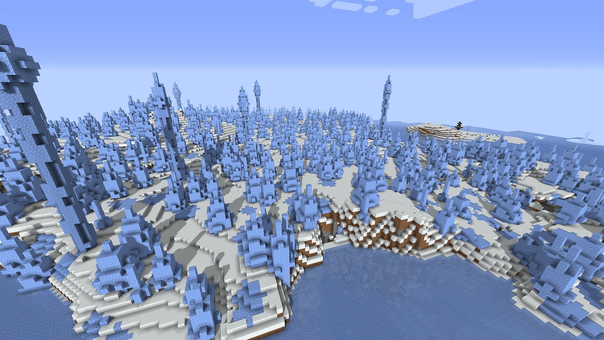 The massive ice spikes biome found on this seed (Image via Minecraft)
