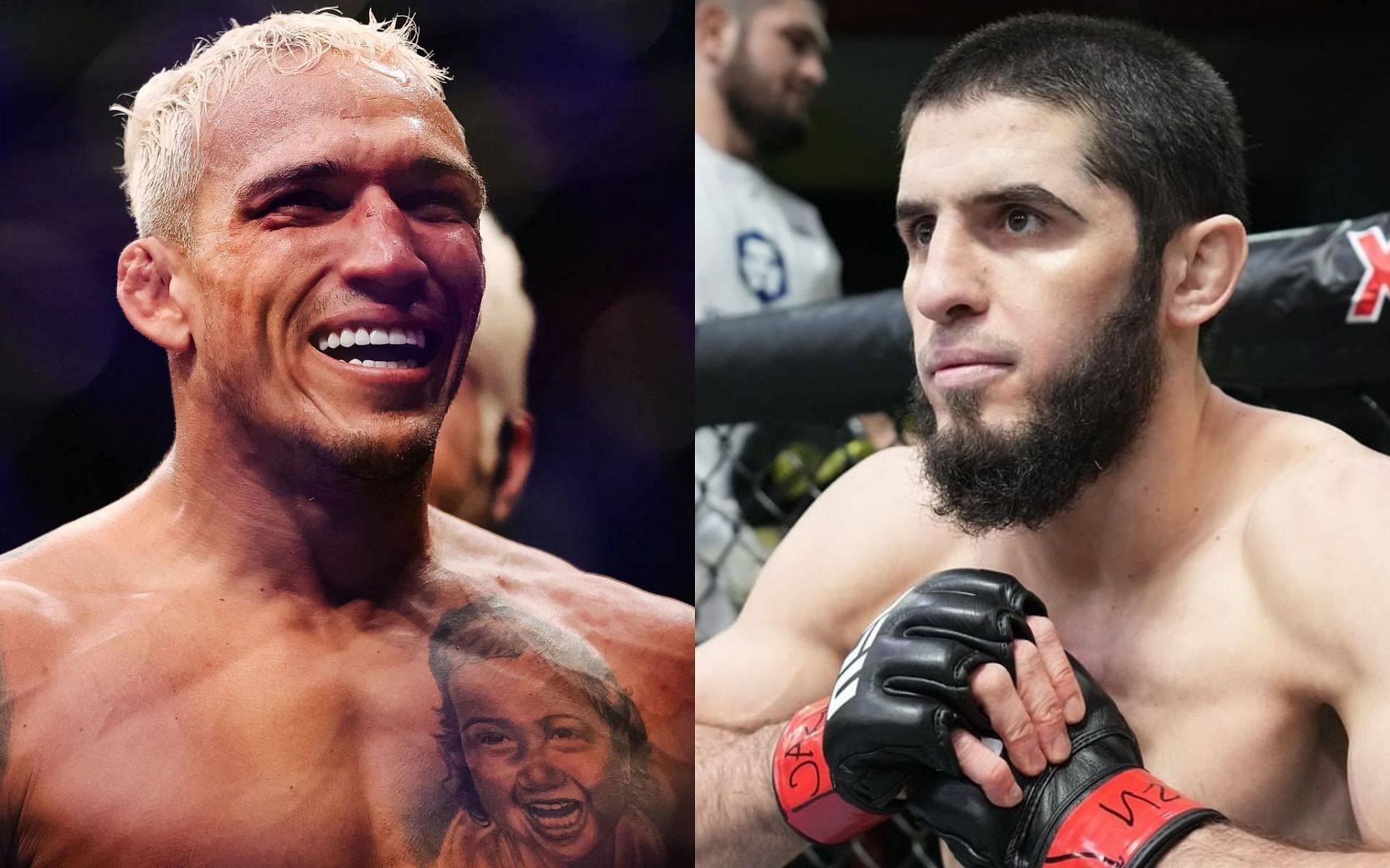 Charles Oliveira (left) and Islam Makhachev (right)