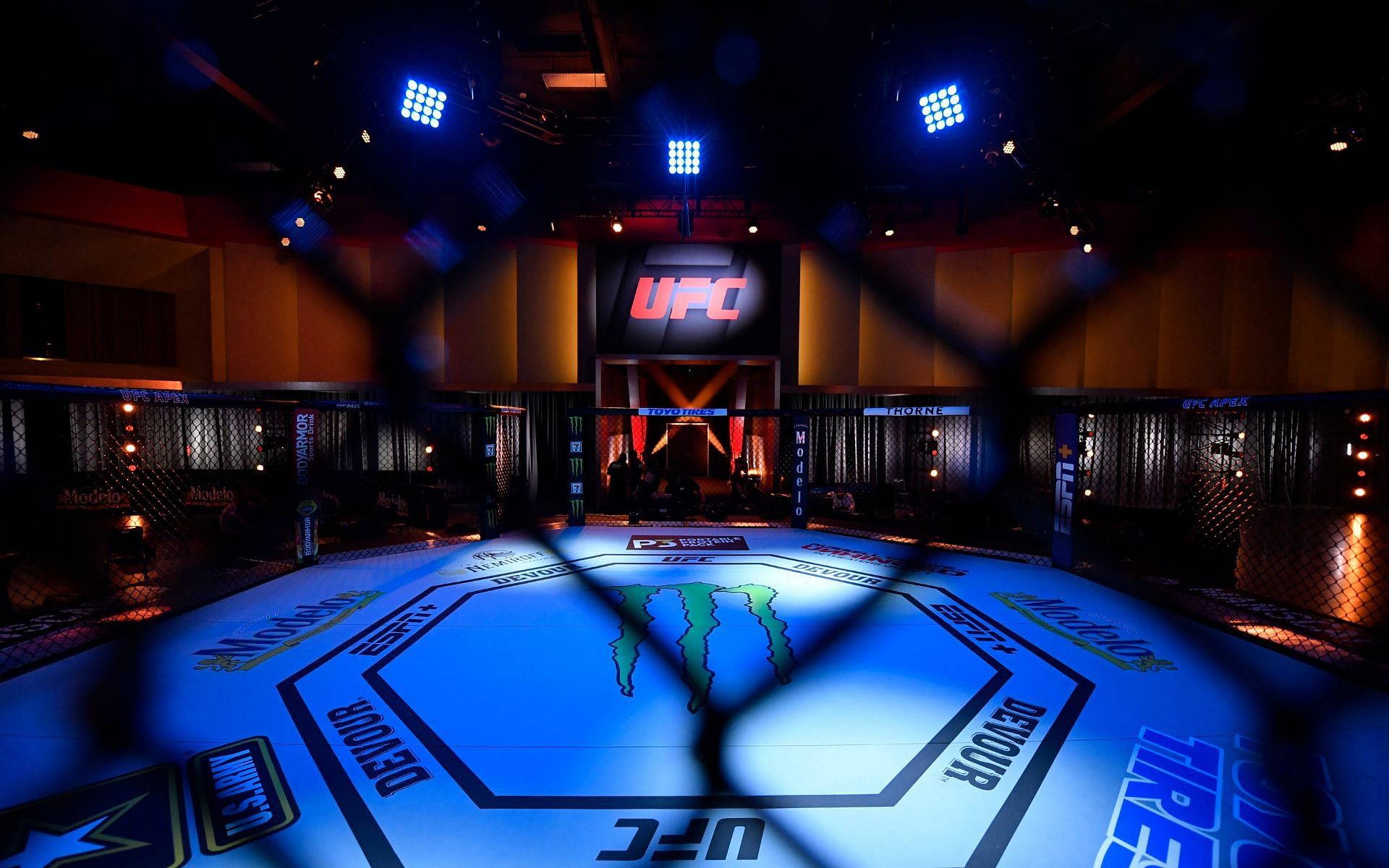 The world-famous UFC Octagon during one of the pay-per-view events