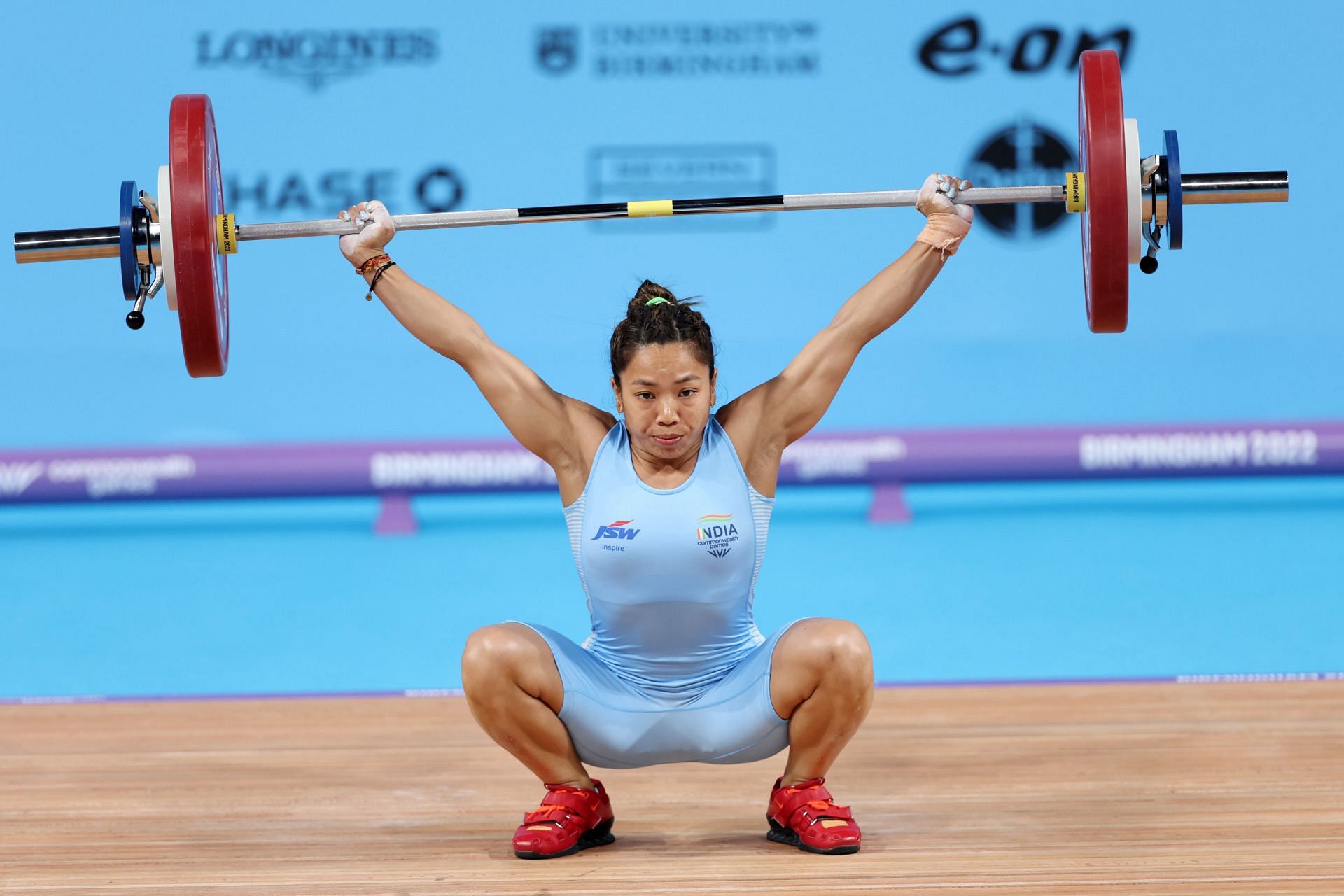 Weightlifting - Commonwealth Games: Mirabai Chanu in action during the finals