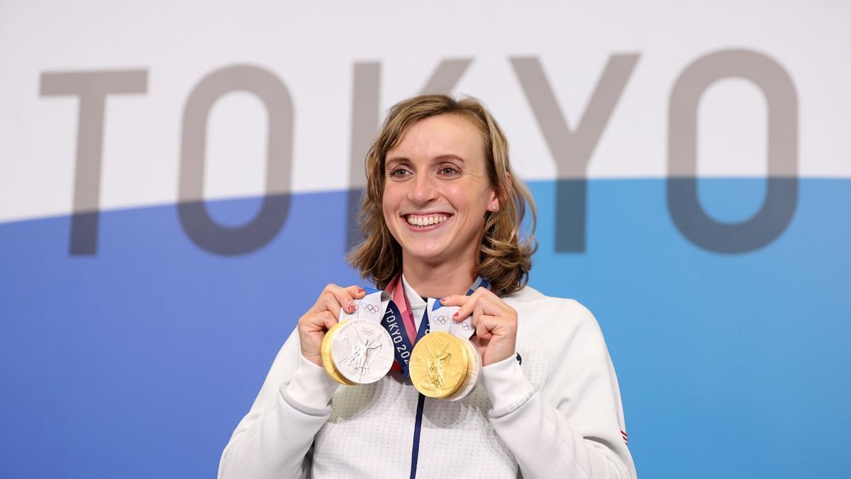 Katie Ledecky, with her medals, in the 2020 Summer Olympics held in Tokyo (Image via Olympics)