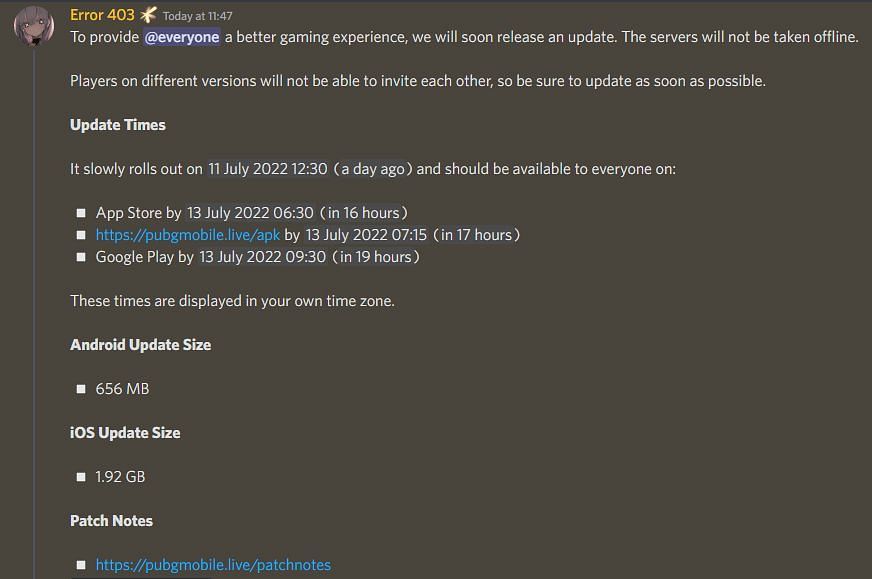 The official announcement on the Discord server (Image via Discord)