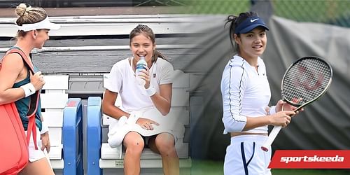 Emma Raducanu took to the practice courts at the Citi Open with Simona Halep.