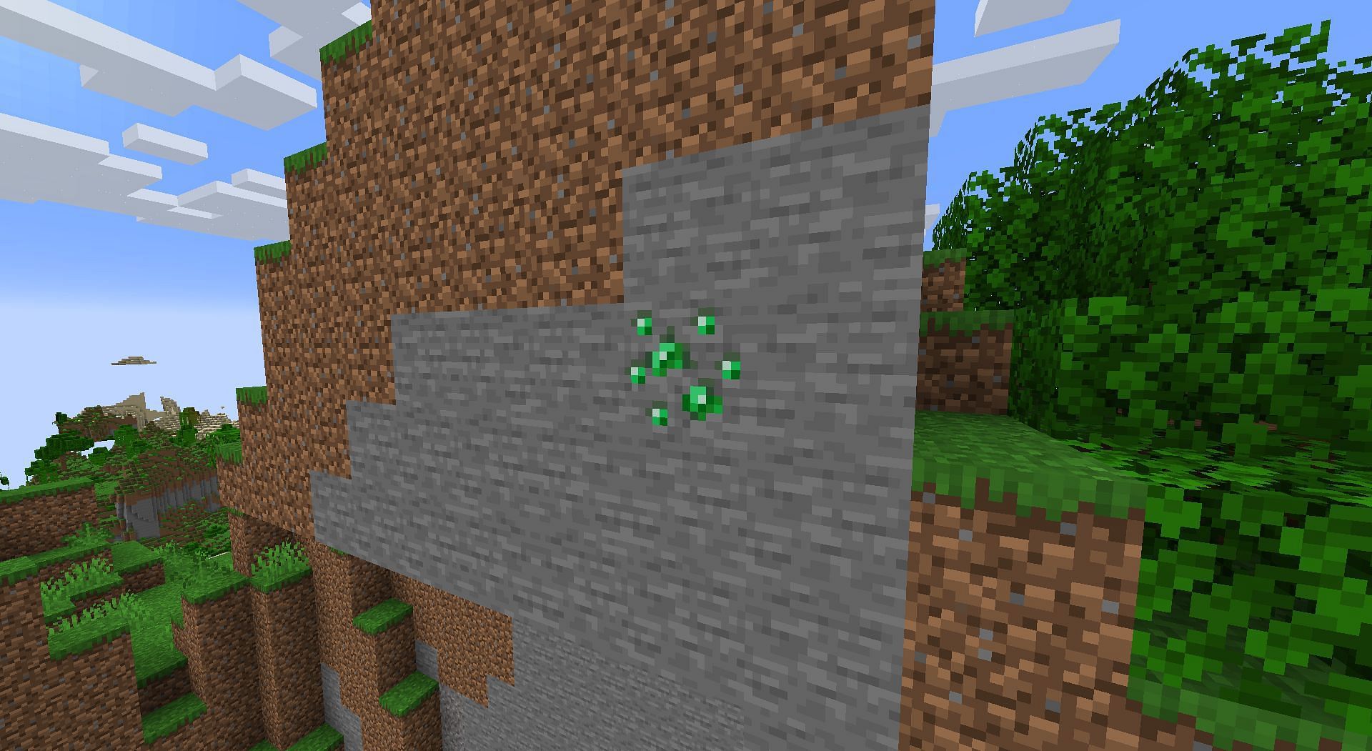 Emerald ores generate high in the mountains (Image via Minecraft 1.19 update)