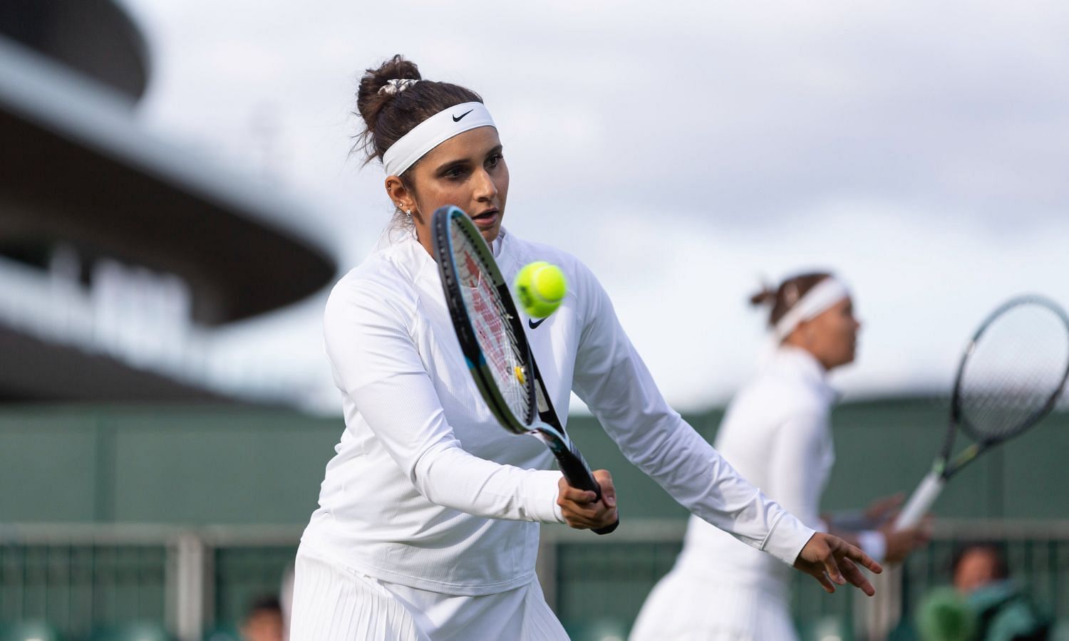 Sania Mirza in action at the 2022 Wimbledon Championships