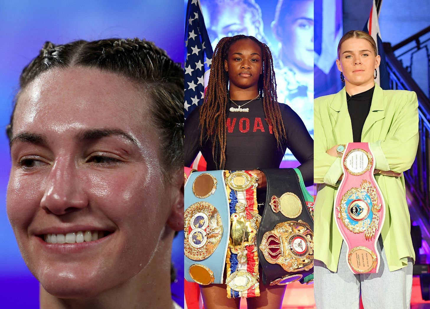 Mikaela Mayer (left), Claressa Shields (center), Savannah Marshall (right)