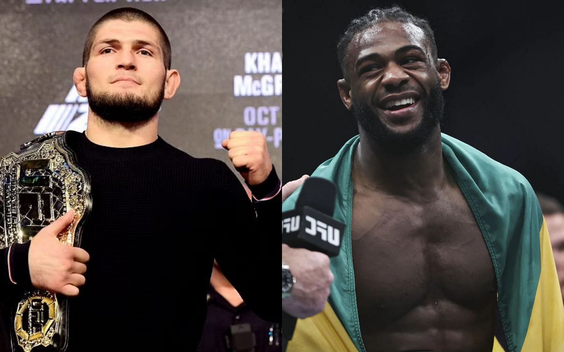 Khabib Nurmagomedov (left) and Aljamain Sterling (right)