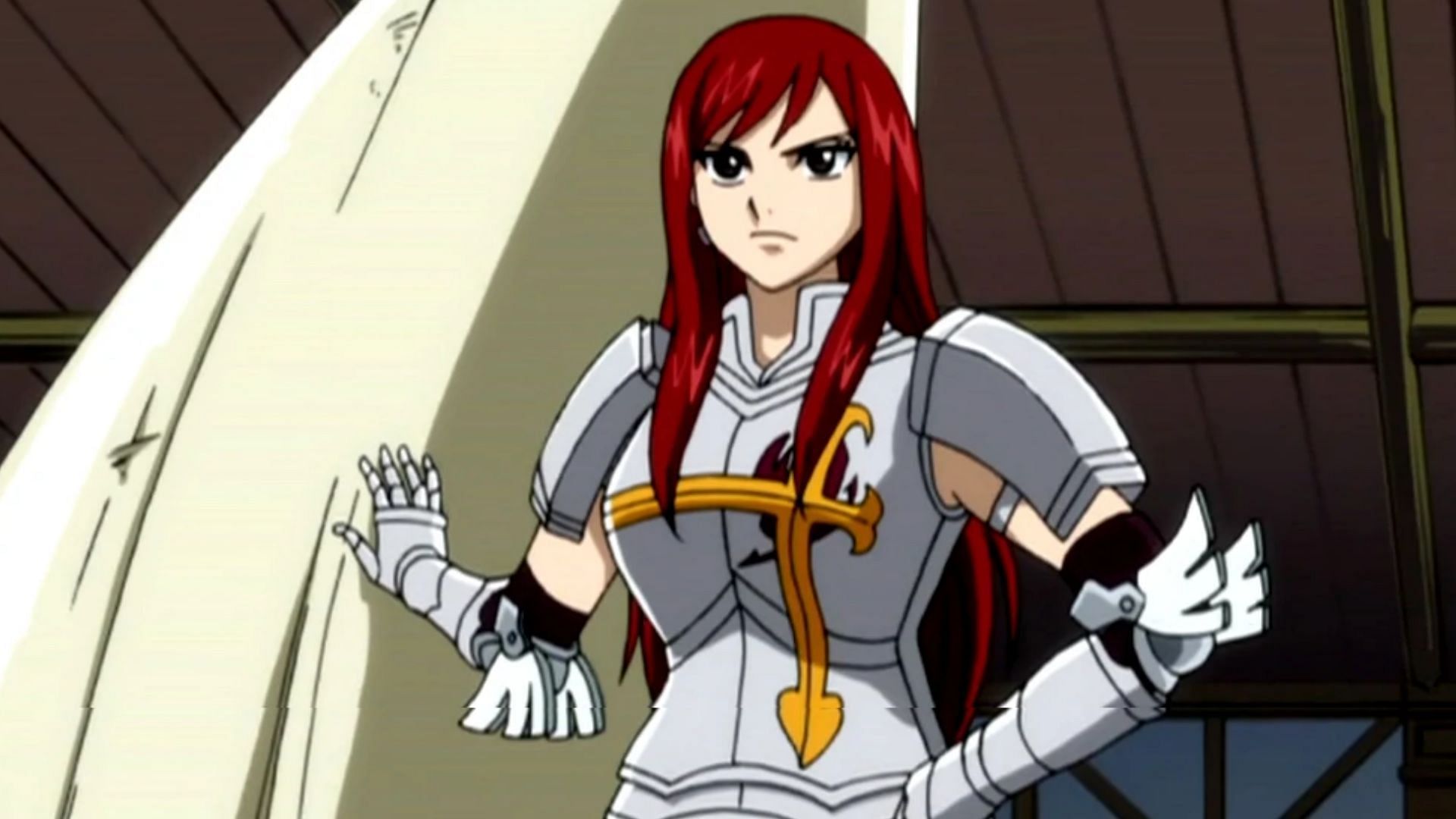 Erza in one of her first appearances in the Fairy Tail anime (Image via A-1 Pictures)