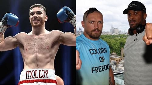 Kieran Molloy (left, @kieranmolloy12), Oleksandr Usyk and Anthony Joshua (right, @eddiehearn) [images courtesy of Instagram]